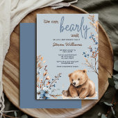 かわいいクマの水色の少年の赤ちゃんシャワーの招待 招待状