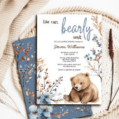 かわいいクマの水色の少年の赤ちゃんシャワーの招待 招待状