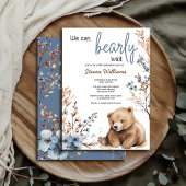 かわいいクマの水色の少年の赤ちゃんシャワーの招待 招待状