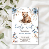 かわいいクマの水色の少年の赤ちゃんシャワーの招待 招待状