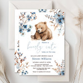 かわいいクマの水色の少年の赤ちゃんシャワーの招待 招待状