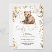 かわいいクマの水色の少年の赤ちゃんシャワーの招待 招待状 (正面)