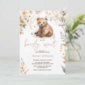 かわいいクマの水色の少年の赤ちゃんシャワーの招待 招待状 (スタンド正面)