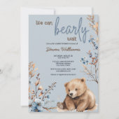 かわいいクマの水色の少年の赤ちゃんシャワーの招待 招待状 (正面)