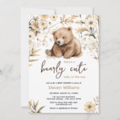 かわいいクマの水色の少年の赤ちゃんシャワーの招待 招待状 (正面)