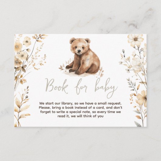 かわいいクマの水色の男の子の赤ちゃんシャワーカード エンクロージャーカード (正面)