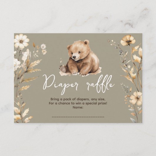 かわいいクマの水色の男の子の赤ちゃんシャワーカード エンクロージャーカード (正面)