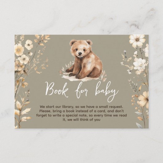 かわいいクマの水色の男の子の赤ちゃんシャワーカード エンクロージャーカード (正面)