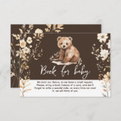 かわいいクマの水色の男の子の赤ちゃんシャワーカード エンクロージャーカード (正面/裏面)