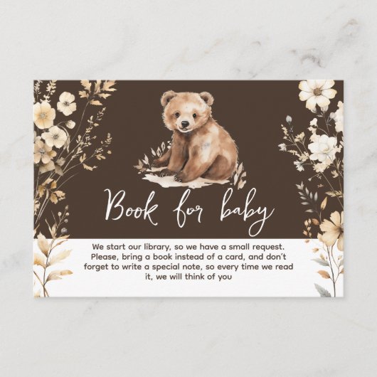 かわいいクマの水色の男の子の赤ちゃんシャワーカード エンクロージャーカード (正面)