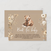 かわいいクマの水色の男の子の赤ちゃんシャワーカード エンクロージャーカード (正面/裏面)