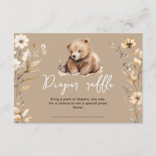 かわいいクマの水色の男の子の赤ちゃんシャワーカード エンクロージャーカード (正面)