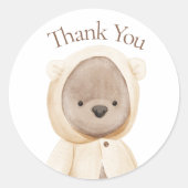 かわいいクマの水色シンプル赤ちゃんシャワーありがとう ラウンドシール (正面)