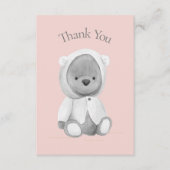 かわいいクマの水色ピンクの赤ちゃんシャワーありがとう サンキューカード (正面)
