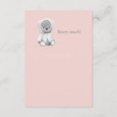 かわいいクマの水色ピンクの赤ちゃんシャワーありがとう サンキューカード (裏面)