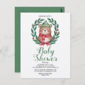 かわいいクマの水色ベイビーシャワー ポストカード (正面/裏面)