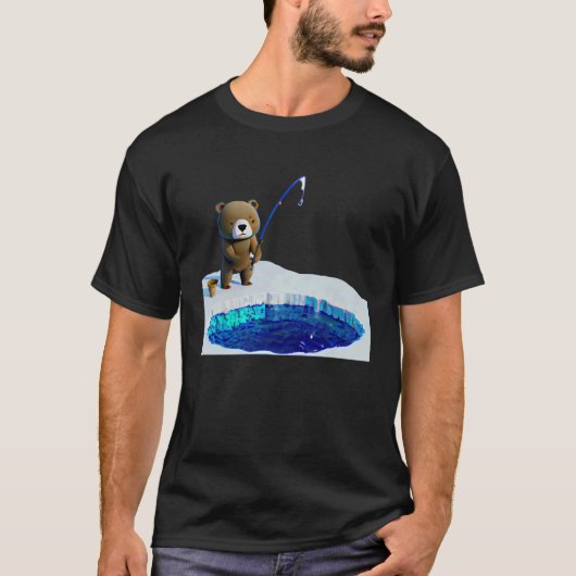 かわいいクマの氷上釣り Tシャツ (正面)