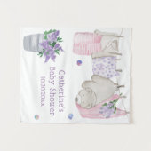 かわいいクマの洗濯デー 水彩 ベビーシャワー タペストリー (正面(横))