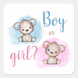 かわいいクマの男の子と女の子のジェンダーがシャワーを浴びる スクエアシール