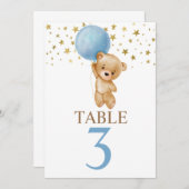 かわいいクマの男の子のテーブルの看板 招待状 (正面/裏面)
