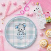 かわいいクマの男の子プレイドブルー ペーパープレート (パーティー)