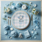 かわいいクマの男の子プレイドブルー ペーパープレート