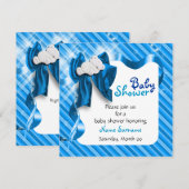 かわいいクマの男の子ベビーシャワー 招待状 (正面/裏面)