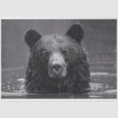 かわいいクマの白黒の切り離し 薄葉紙 (正面)