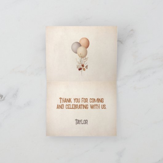 かわいいクマの秋の誕生日感謝カード サンキューカード (内部)