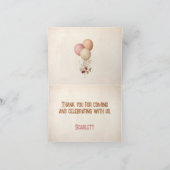 かわいいクマの秋の2歳の誕生日ガール感謝カード サンキューカード (内部)