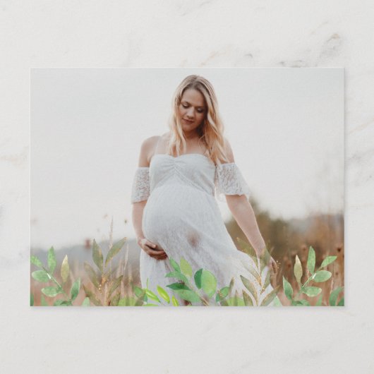 かわいいクマの緑の水の色男女兼用写真 インビテーションポストカード (裏面)