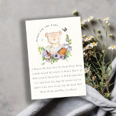 かわいいクマの花かご赤ちゃんシャワーのための青い本 エンクロージャーカード