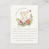 かわいいクマの花かご赤ちゃんシャワー用ピンクの本 エンクロージャーカード (正面)