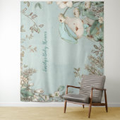 かわいいクマの花のベビーシャワー背景の風景 タペストリー (インサイチュ)