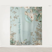 かわいいクマの花のベビーシャワー背景の風景 タペストリー (正面)