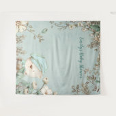 かわいいクマの花のベビーシャワー背景ポートレート タペストリー (正面(横))