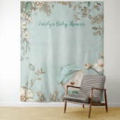 かわいいクマの花のベビーシャワー背景ポートレート タペストリー (インサイチュ)