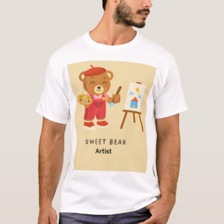 かわいいクマの芸術家 Tシャツ