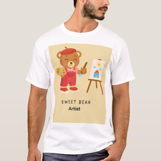 かわいいクマの芸術家 Tシャツ (正面)