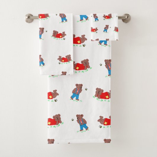 かわいいクマの蜂の巣 バスタオルセット (インサイチュ)