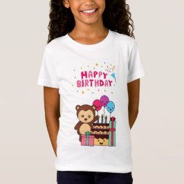 かわいいクマの誕生日お祝い - 愛らしいアニメスタイル Tシャツ
