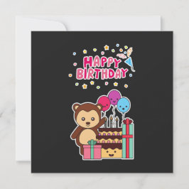 かわいいクマの誕生日お祝い - 愛らしいキャラクター カード