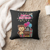 かわいいクマの誕生日お祝い - 愛らしいキャラクター クッション (ブランケット)