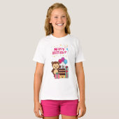 かわいいクマの誕生日お祝い - 愛らしいキャラクター Tシャツ (正面フル)