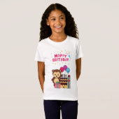 かわいいクマの誕生日お祝い - 愛らしいキャラクター Tシャツ (正面フル)