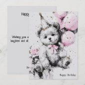 かわいいクマの誕生日カード (正面/裏面)