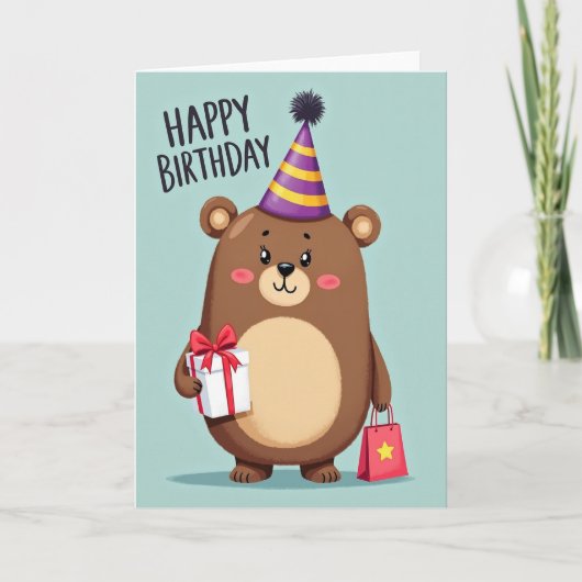 かわいいクマの誕生日カード カード (正面)