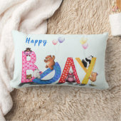 かわいいクマの誕生日パーティー枕 ランバークッション (ブランケット)