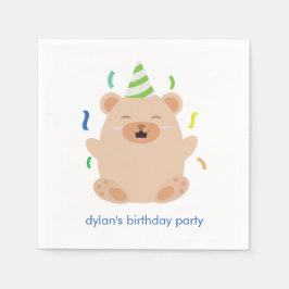 かわいいクマの誕生日パーティー スタンダードカクテルナプキン