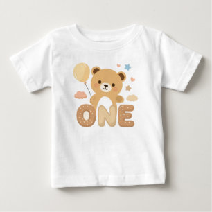 かわいいクマの誕生日服 – ONE デザイン ベビーTシャツ